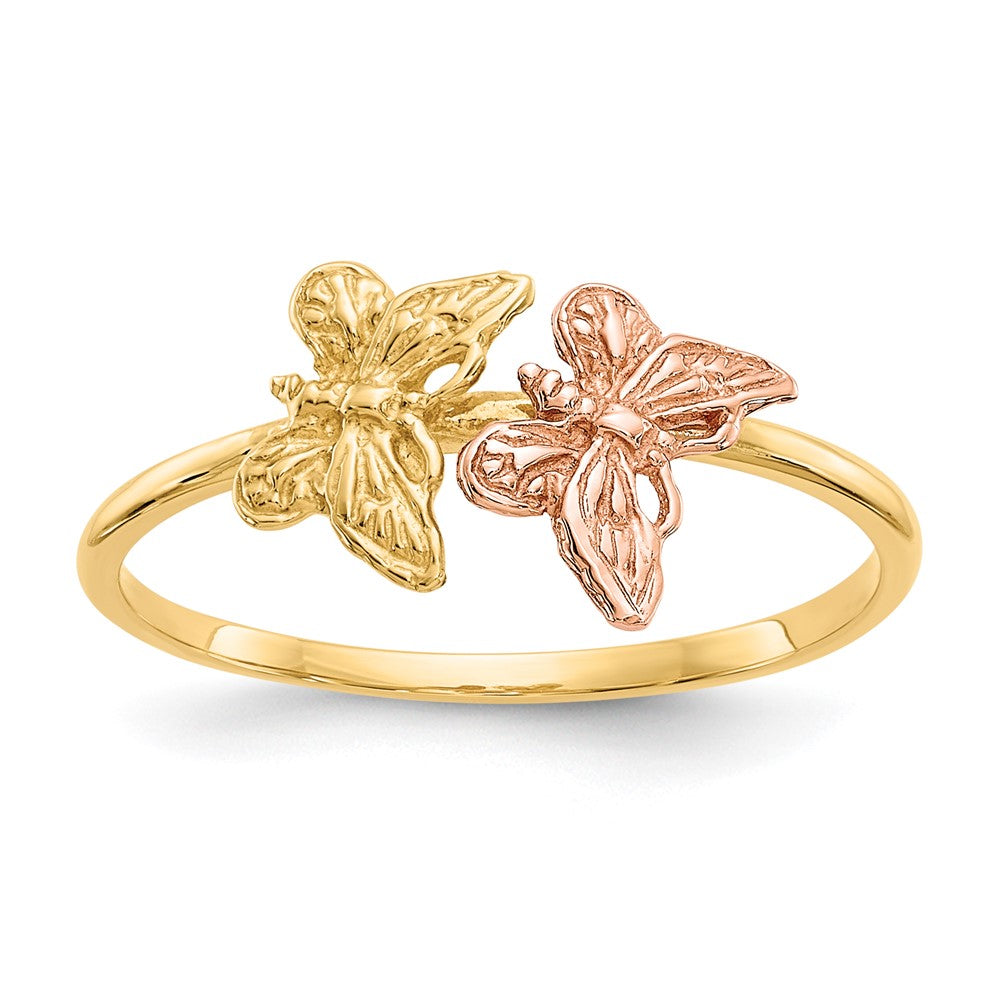 14K Two Tone Polished Butterfly Ring