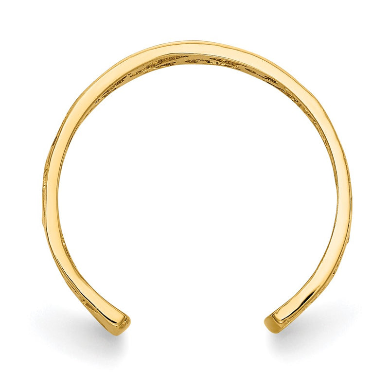 14K Yellow Gold Polished And Diamond-Cut Toe Ring