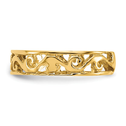14K Yellow Gold Polished And Diamond-Cut Toe Ring