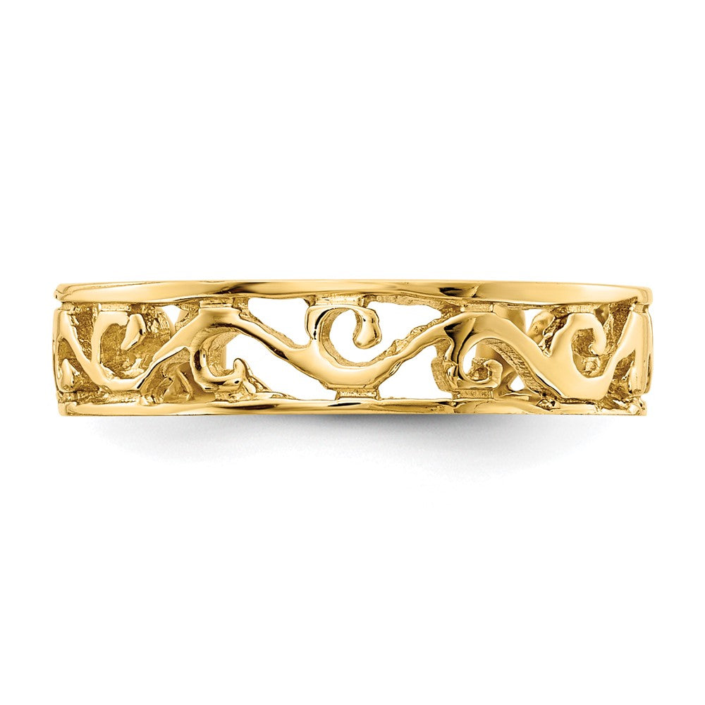 14K Yellow Gold Polished And Diamond-Cut Toe Ring