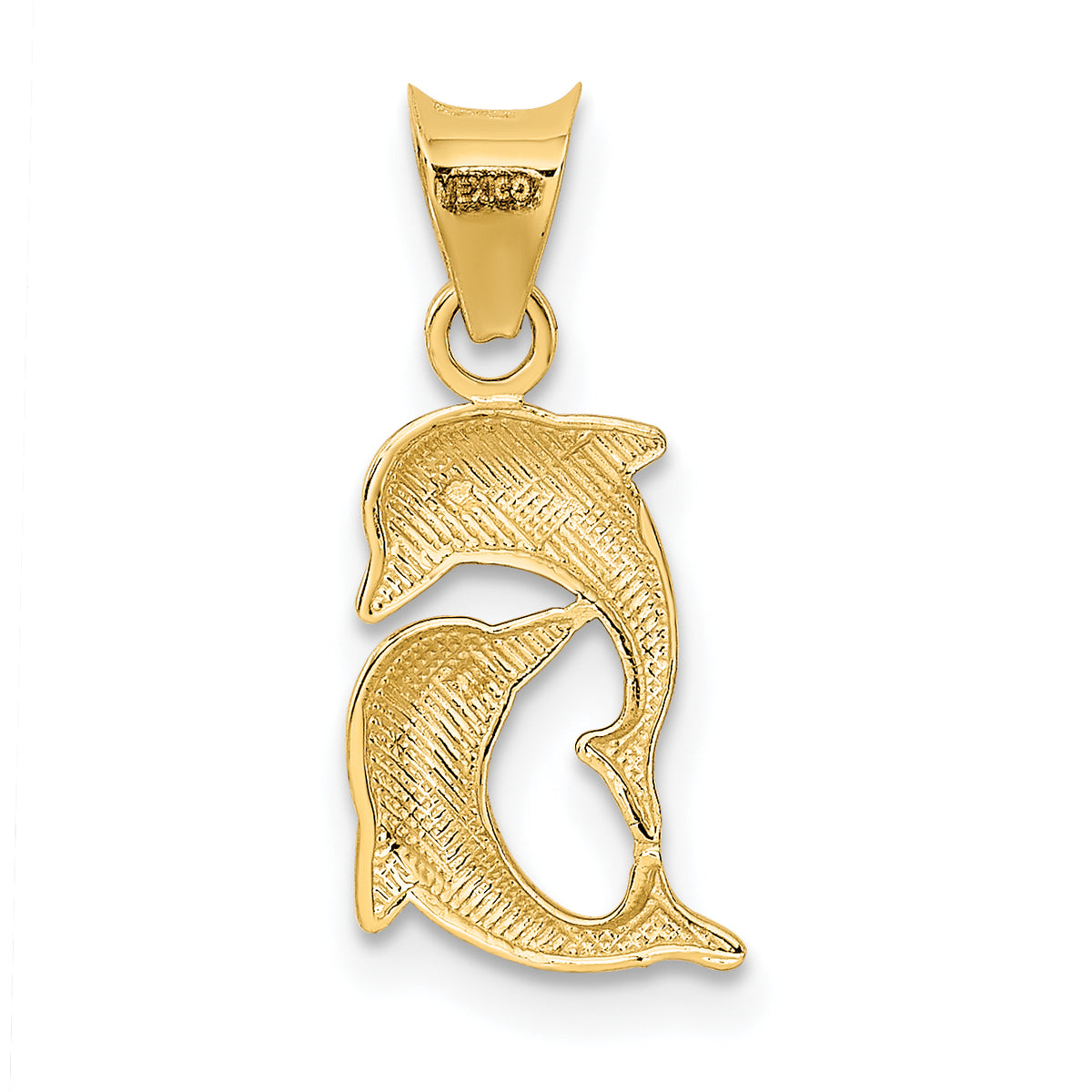14K Yellow & Rhodium W/Rhodium Polished And D/C Dolphins Pendant
