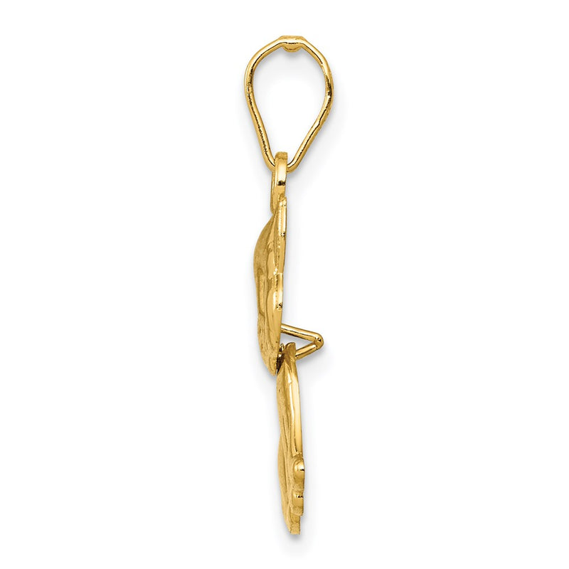 14K Yellow Gold Polished Moveable Cat Pendant