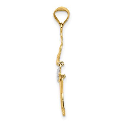 14K Yellow & Rhodium W/Rhodium Polished Moveable Dancer Pendant