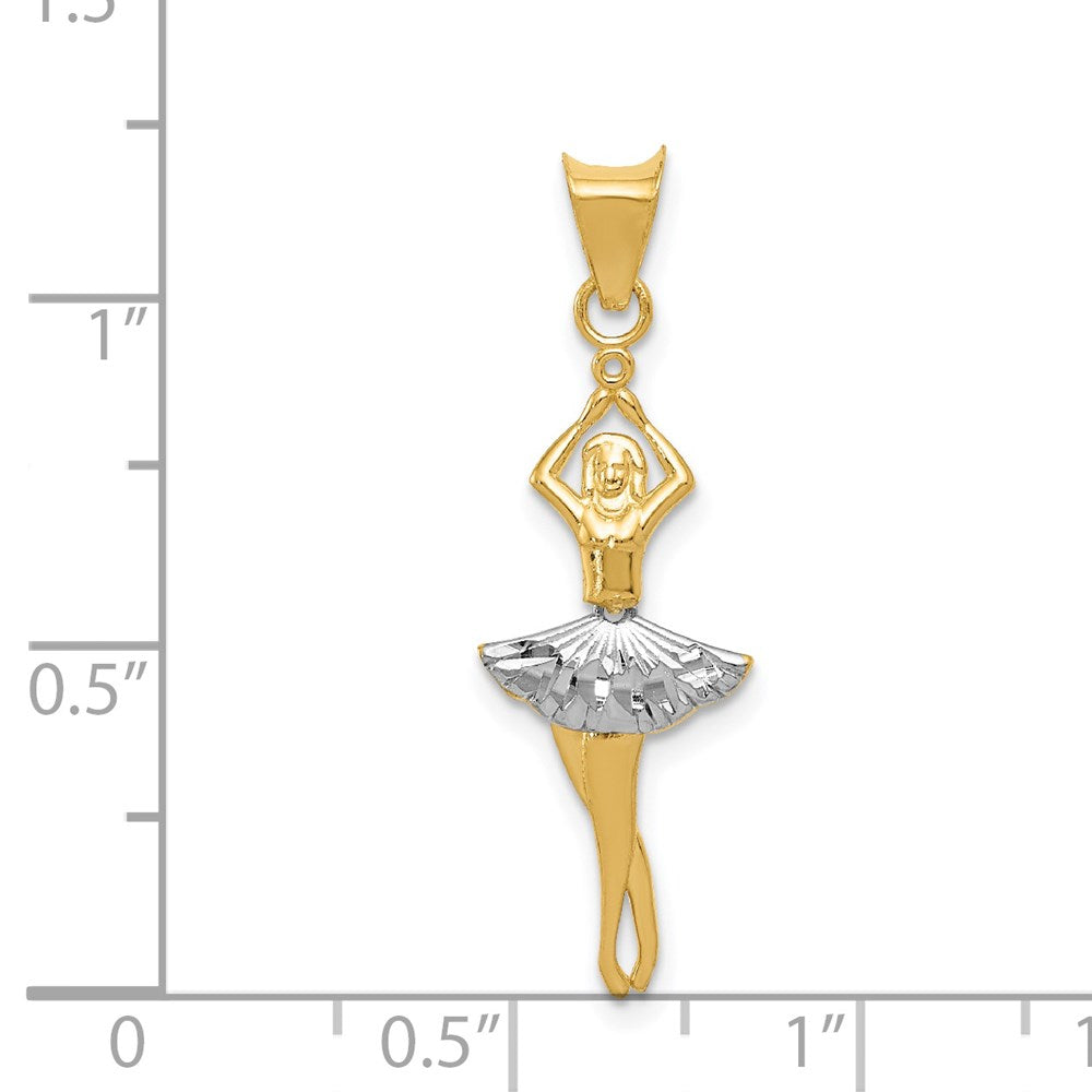 14K Yellow & Rhodium W/Rhodium Polished Moveable Dancer Pendant
