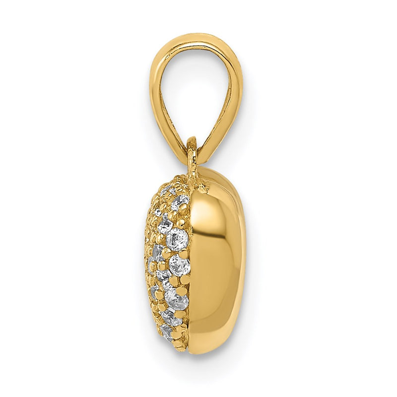 14K Yellow Gold Polished Cz/3D/ Heart Pendant