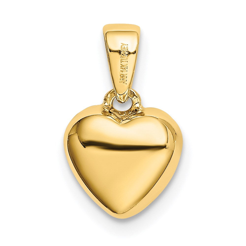 14K Yellow Gold Polished Cz/3D/ Heart Pendant