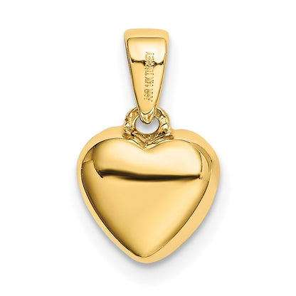 14K Yellow Gold Polished Cz/3D/ Heart Pendant