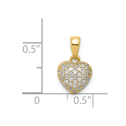 14K Yellow Gold Polished Cz/3D/ Heart Pendant