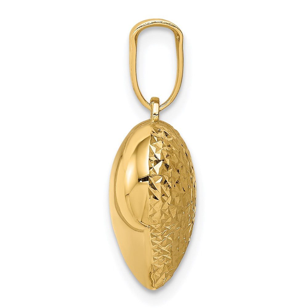 14K Yellow Gold Polished And Textured 3-D Heart Pendant