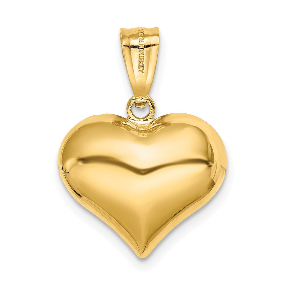 14K Yellow Gold Polished And Textured 3-D Heart Pendant
