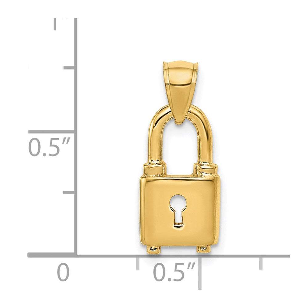 14K Yellow Gold Polished Lock Charm