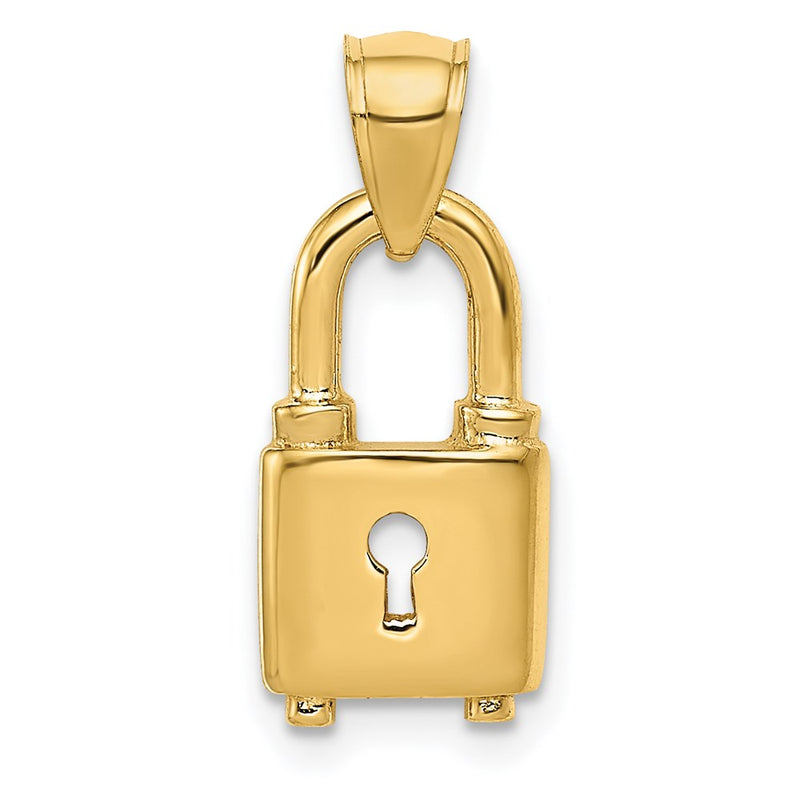 14K Yellow Gold Polished Lock Charm