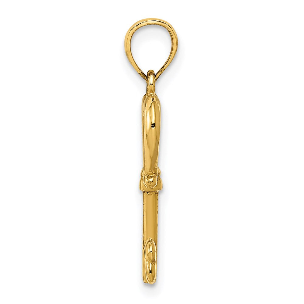14k Yellow Gold Polished 3D Heart Key Pendant