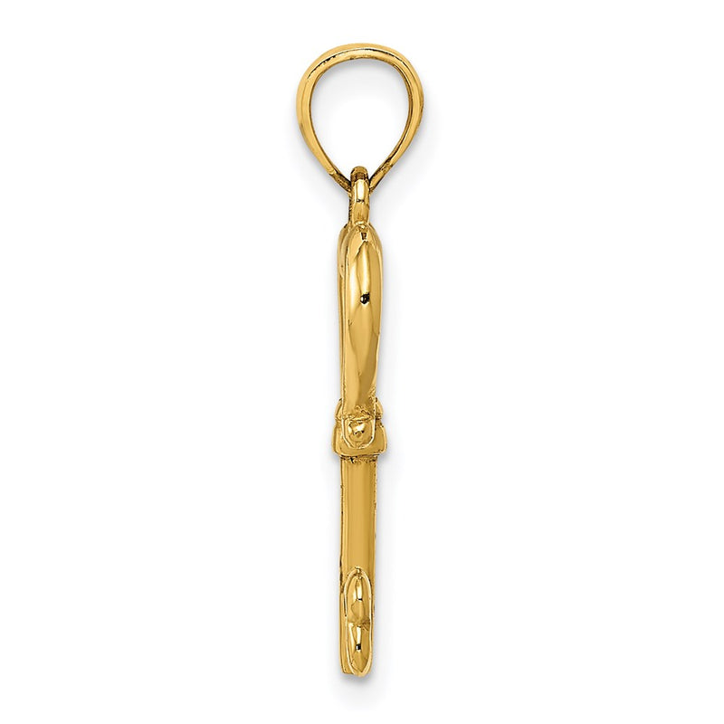 14k Yellow Gold Polished 3D Heart Key Pendant