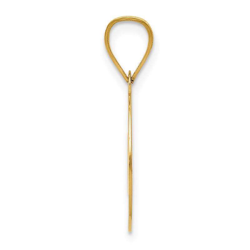 14K Yellow Gold Polished Cut-Out Heart Circle Disc Pendant