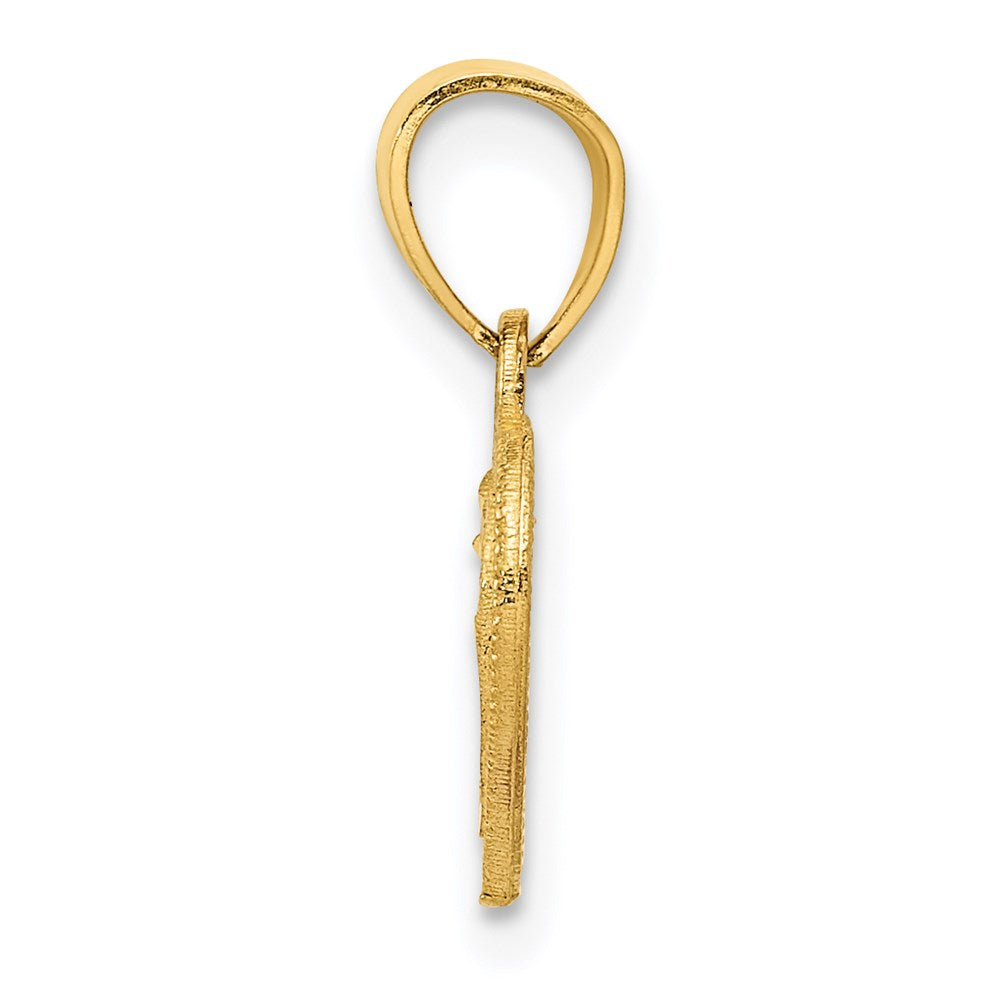 14K Yellow Gold Diamond-Cut Lattice Heart Pendant
