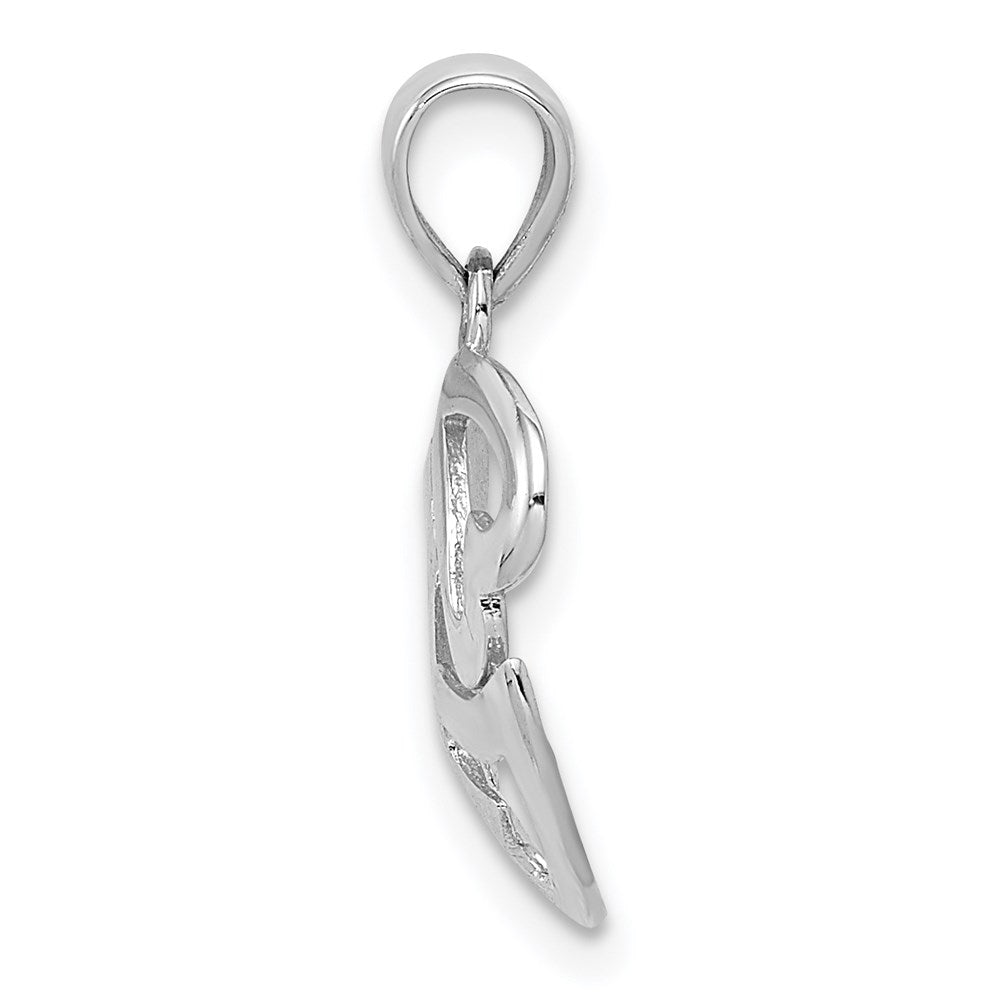 14K White Gold Polished Cut-Out 3-Heart Pendant