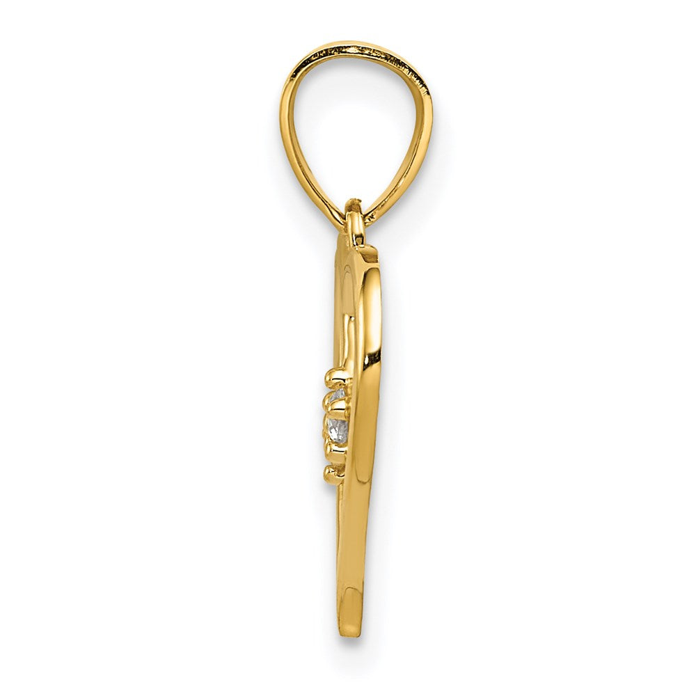 14K Yellow Gold 2-Cz Cut-Out Heart Pendant