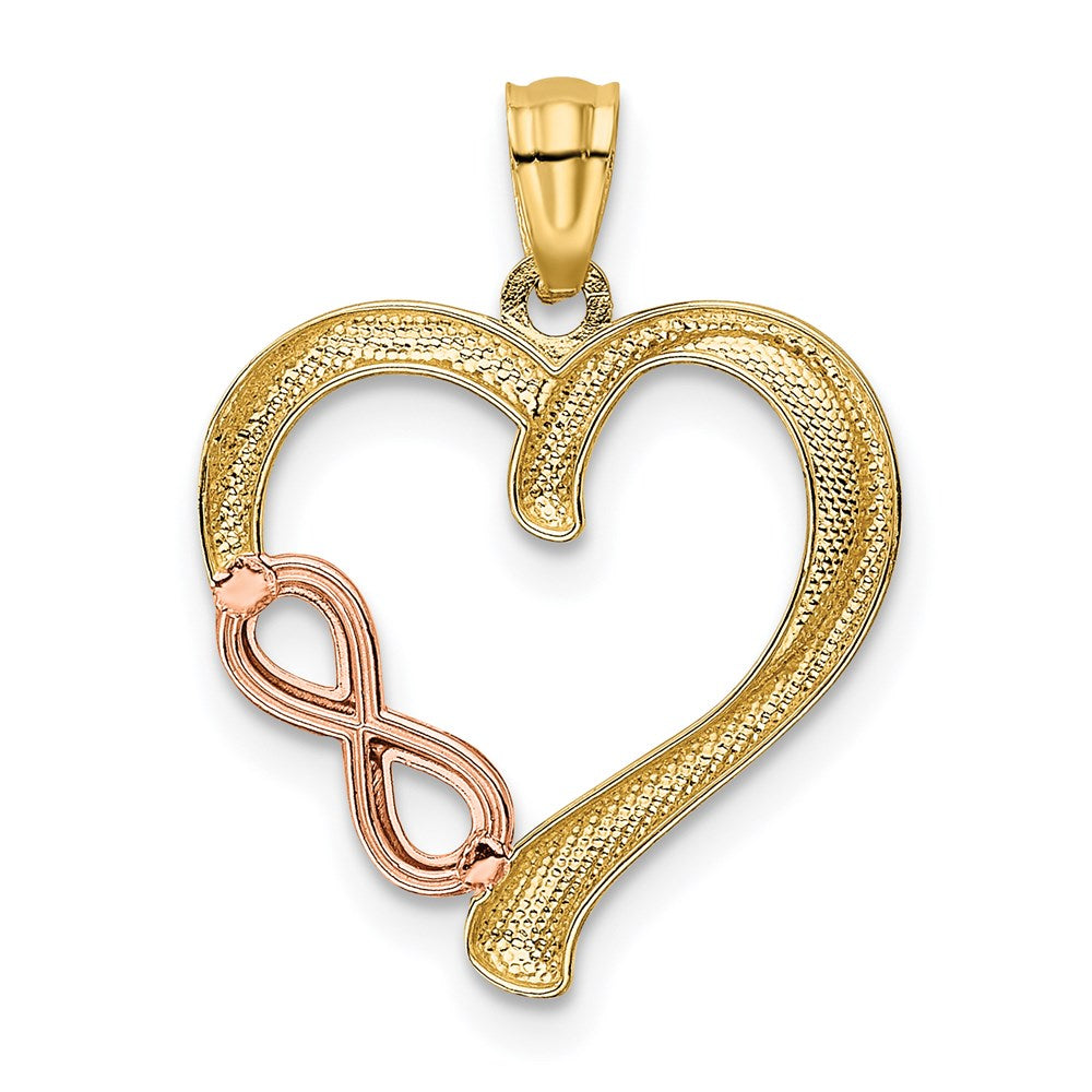 14K Two-Tone Polished Infinity Heart Pendant