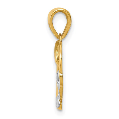 14K Yellow & Rhodium W/White Infinity Heart Pendant