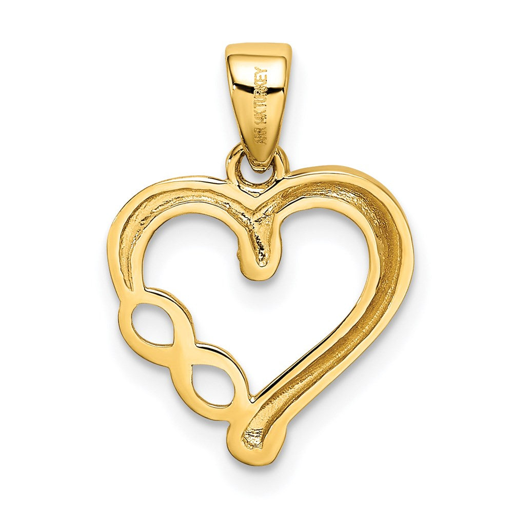 14K Yellow & Rhodium W/White Infinity Heart Pendant