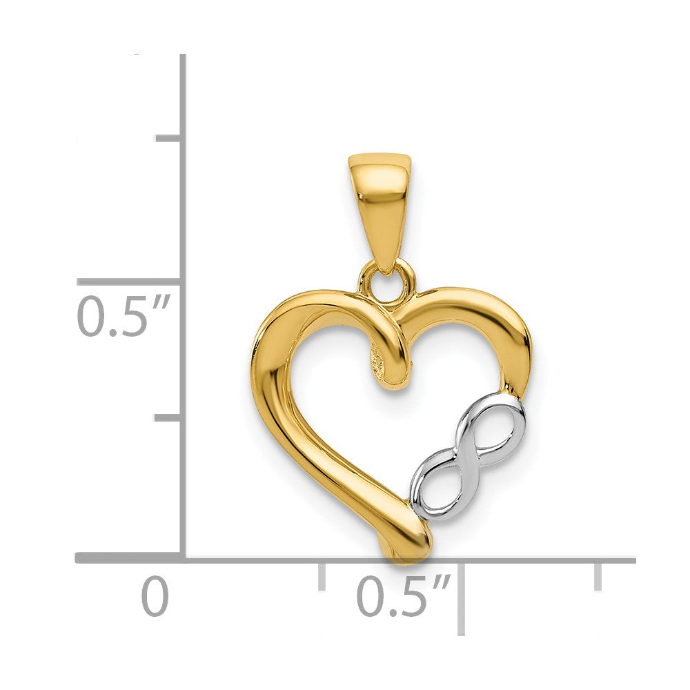 14K Yellow & Rhodium W/White Infinity Heart Pendant