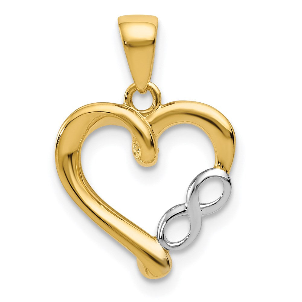 14K Yellow & Rhodium W/White Infinity Heart Pendant