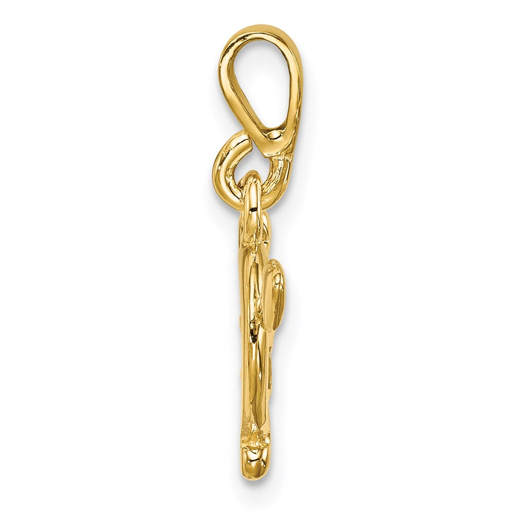 14K Yellow Gold Polished Bow And Arrow Pendant
