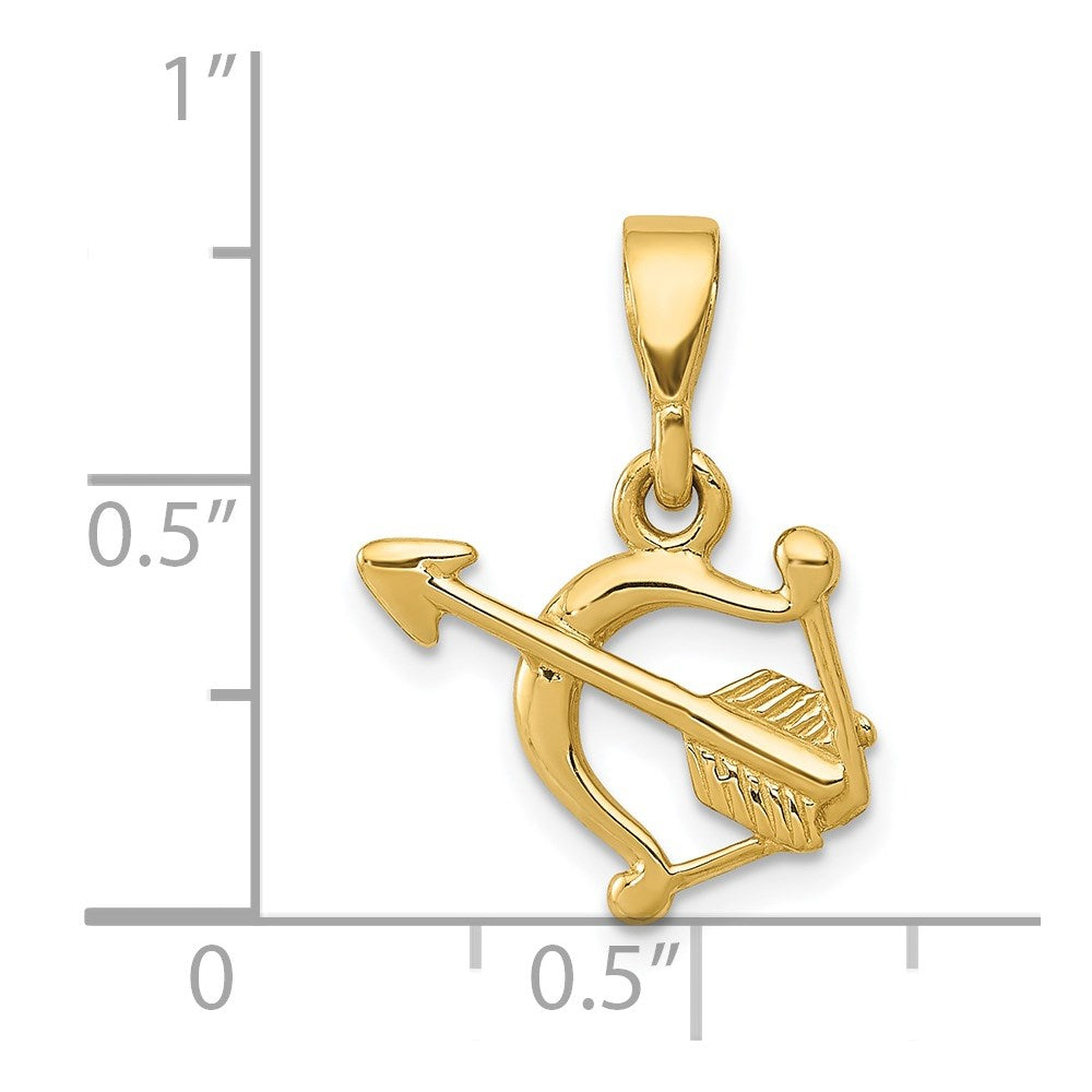 14K Yellow Gold Polished Bow And Arrow Pendant
