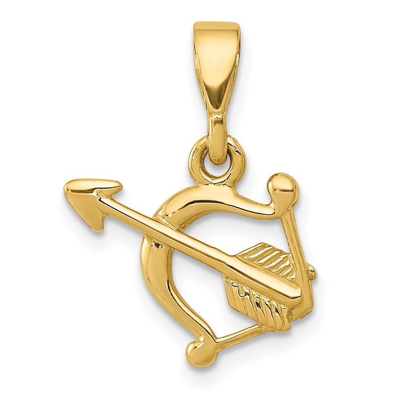 14K Yellow Gold Polished Bow And Arrow Pendant