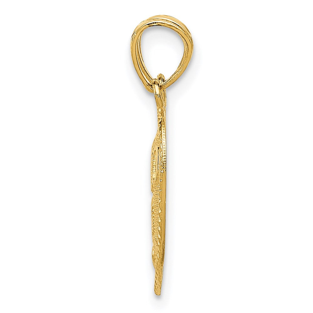 14K Yellow Gold Break Apart Diamond-Cut Te Amo Heart Pendant