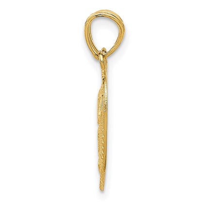 14K Yellow Gold Break Apart Diamond-Cut Te Amo Heart Pendant