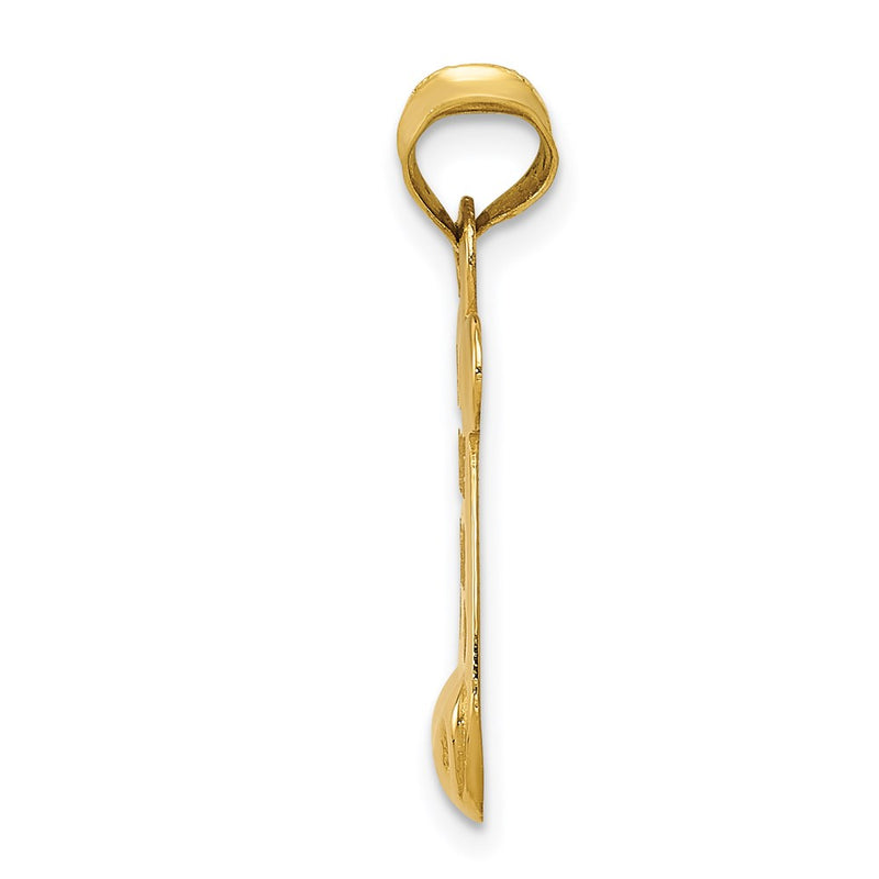 14K Yellow Gold Polished/Textured I Love You Pendant