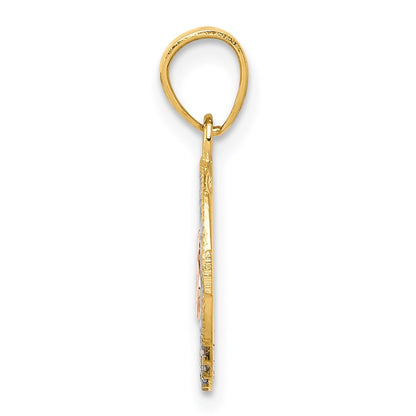 14K Two-Tone W/White Rhodium Cz 15 Pendant