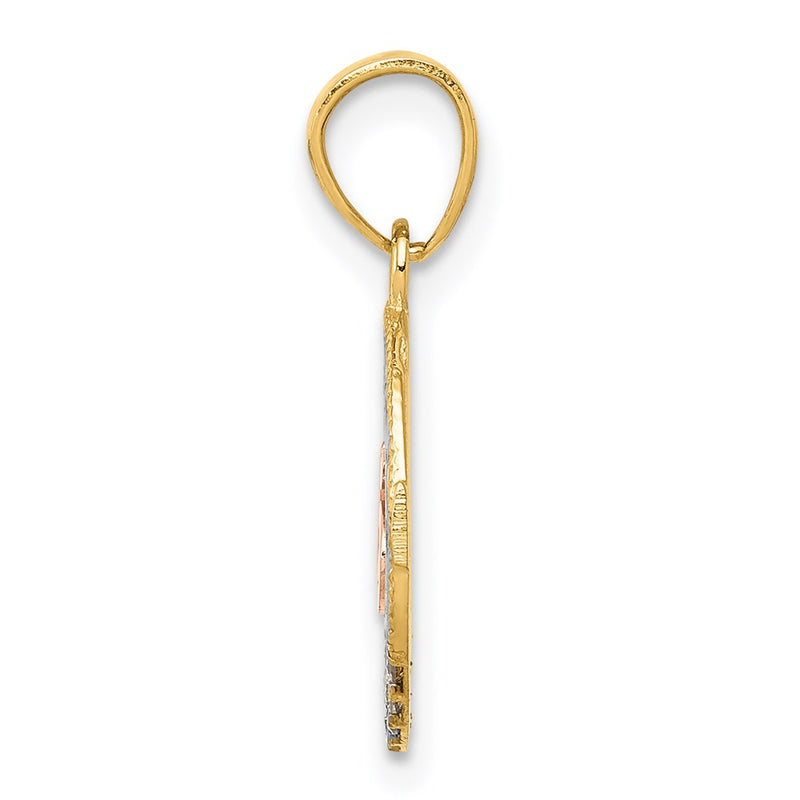 14K Two-Tone W/White Rhodium Cz 15 Pendant