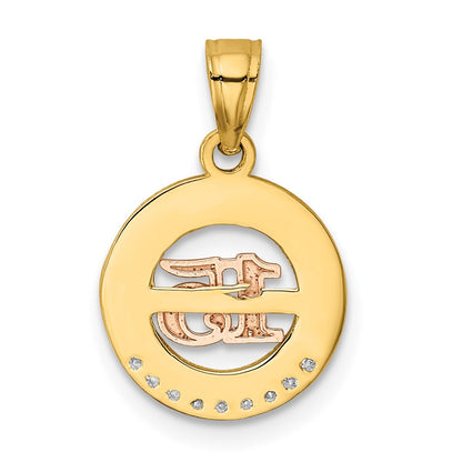 14K Two-Tone W/White Rhodium Cz 15 Pendant