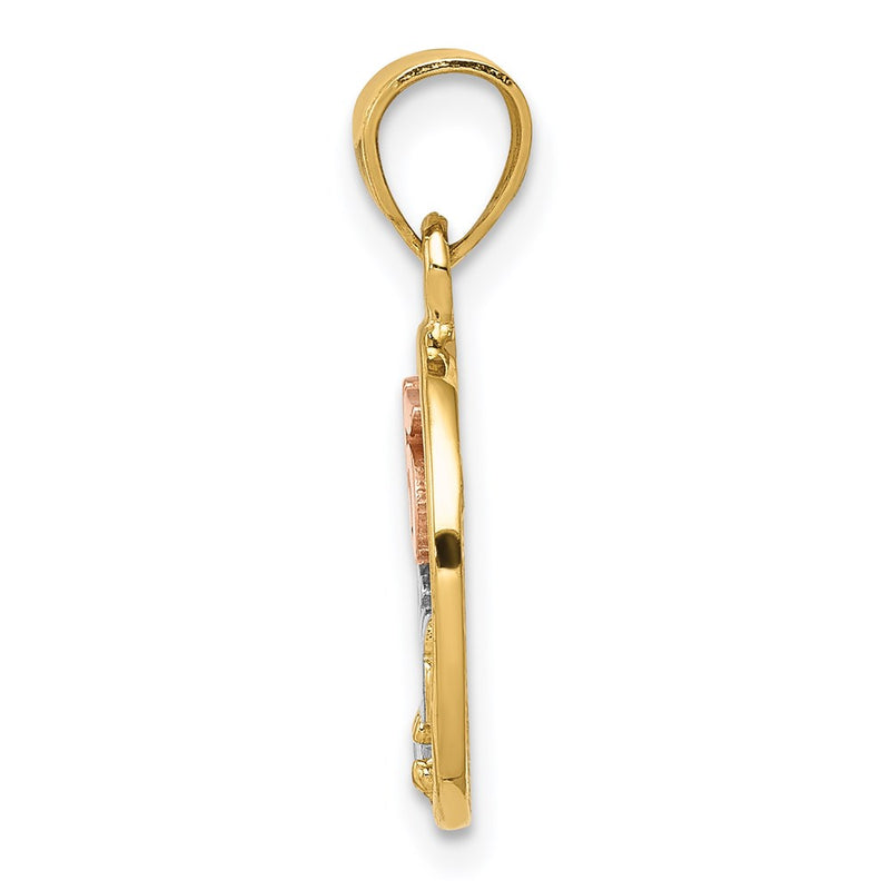 14K Two-Tone W/White Rhodium Cz 15 Anos Pendant
