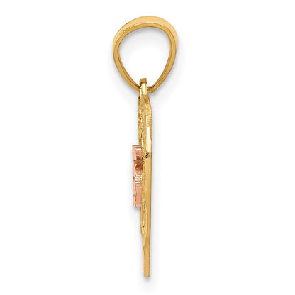 14K Two-Tone Diamond-Cut 15 Pendant