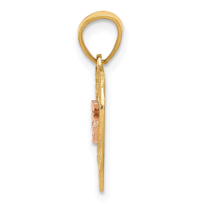 14K Two-Tone Diamond-Cut 15 Pendant