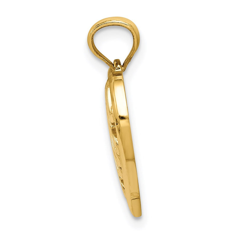 14K Yellow Gold Polished Mom And Heart In Pendant