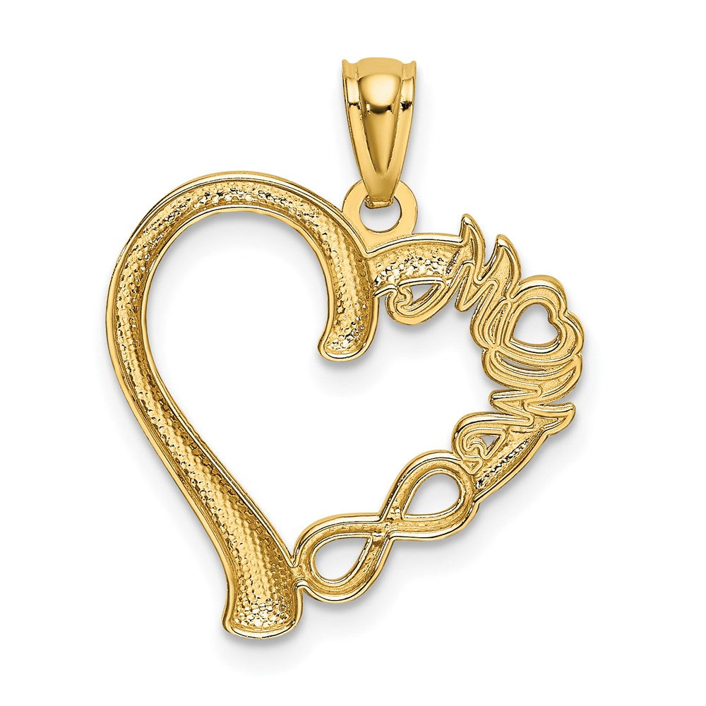 14K Yellow Gold Polished Mom In Heart W/Infinity Symbol Pendant