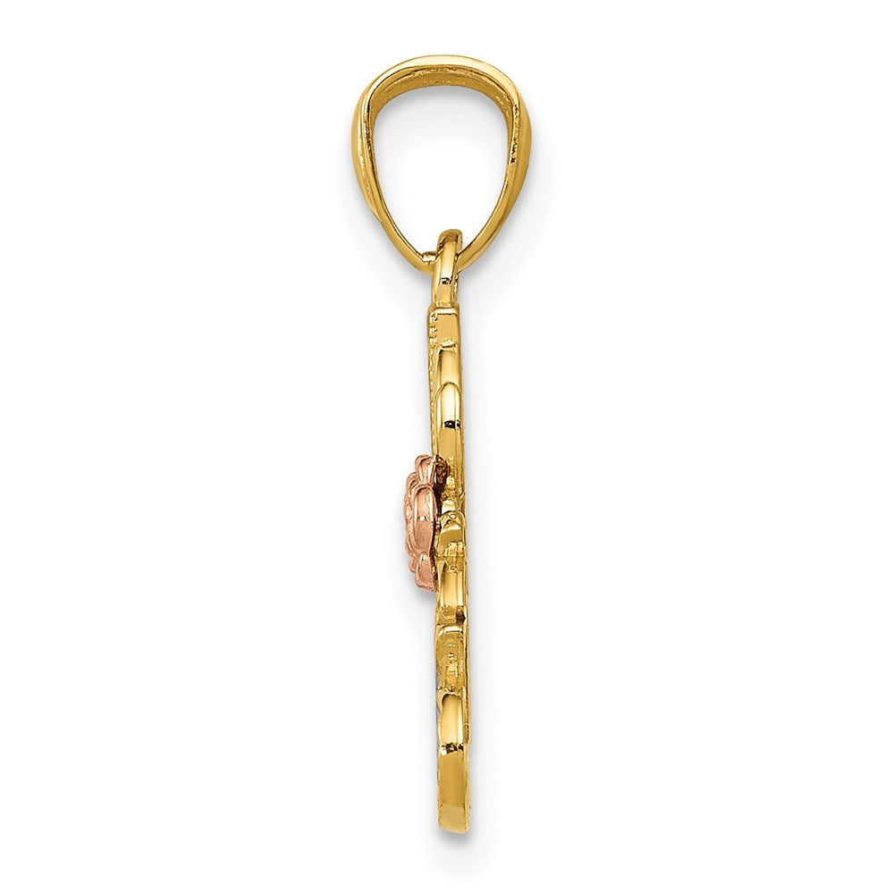 14K Two-Tone W/White Rhodium Dc #1 Nana W/Rose Pendant