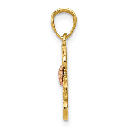 14K Two-Tone W/White Rhodium Dc #1 Nana W/Rose Pendant