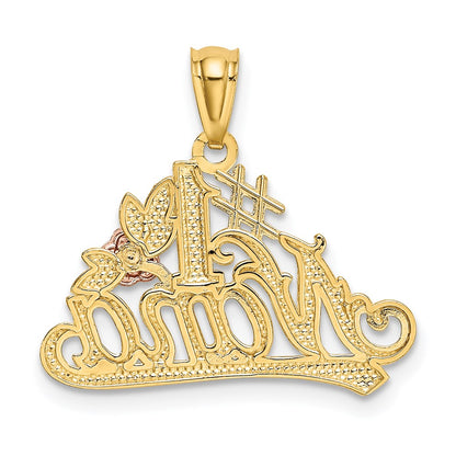 14K Two-Tone W/White Rhodium Dc #1 Nana W/Rose Pendant