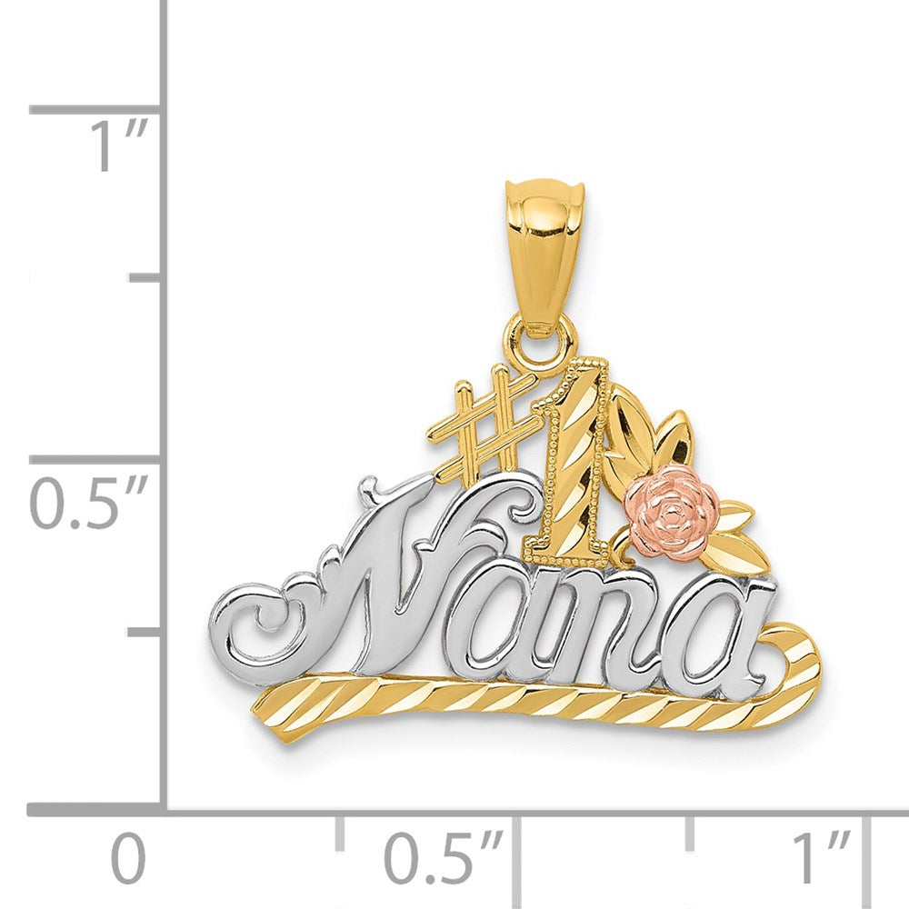 14K Two-Tone W/White Rhodium Dc #1 Nana W/Rose Pendant