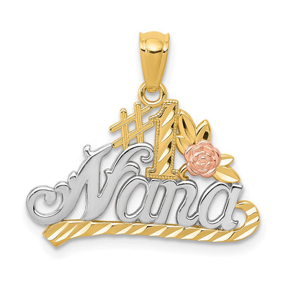 14K Two-Tone W/White Rhodium Dc #1 Nana W/Rose Pendant