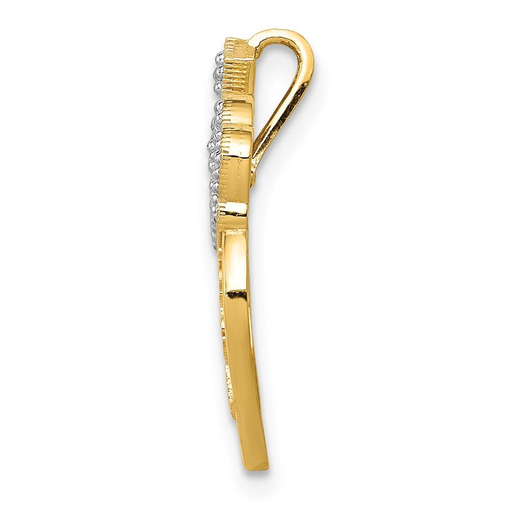 14K Yellow & Rhodium W/White Polished Daddy'S Little Girl Heart Chain Slide