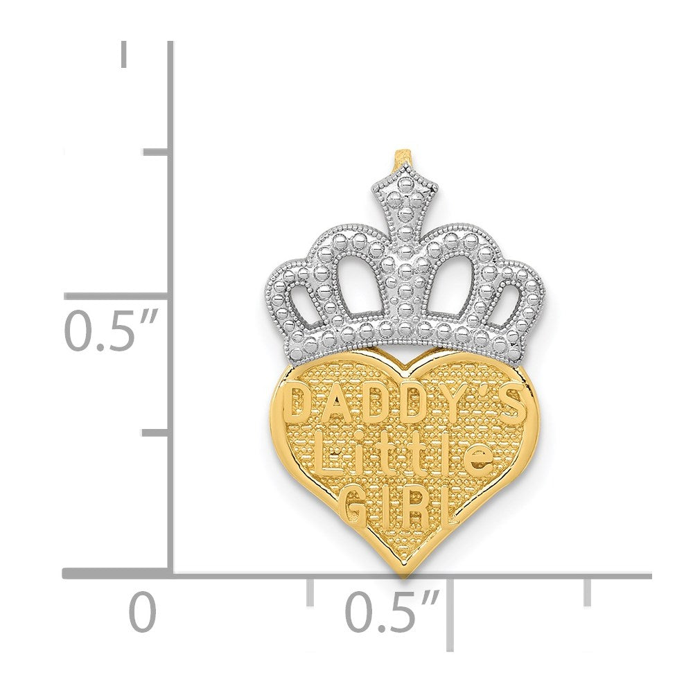 14K Yellow & Rhodium W/White Polished Daddy'S Little Girl Heart Chain Slide