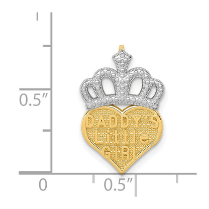 14K Yellow & Rhodium W/White Polished Daddy'S Little Girl Heart Chain Slide