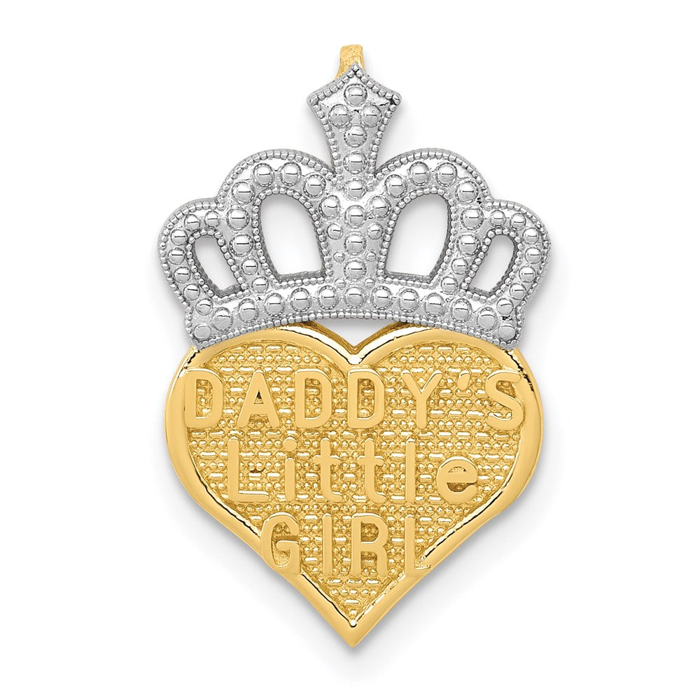 14K Yellow & Rhodium W/White Polished Daddy'S Little Girl Heart Chain Slide